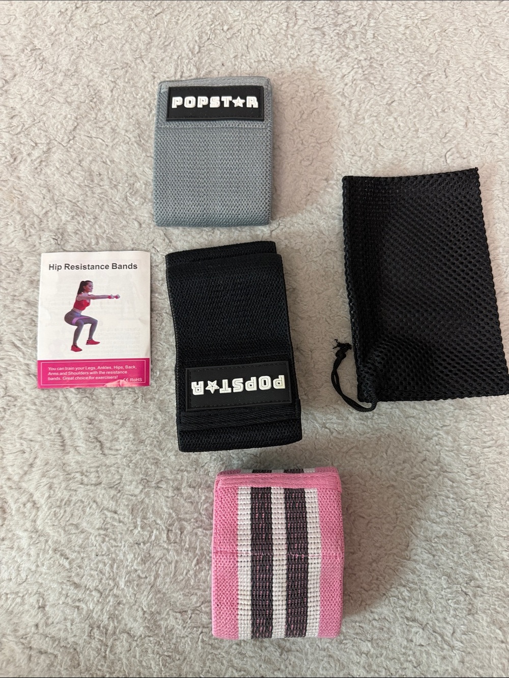 Pink and Gray Hip Resistance Band Set